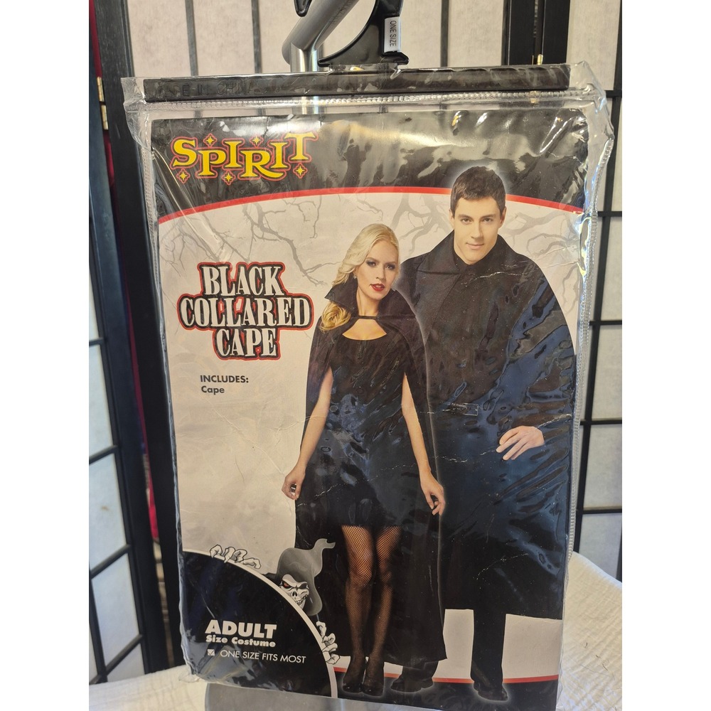 Spirit Halloween Black Collared Cape Adult One Size Fits Most Unisex Costume